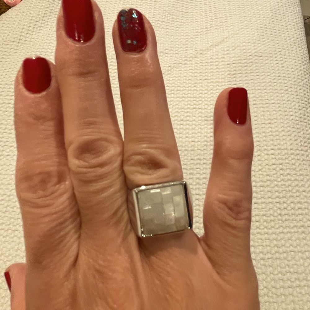 Used Lia Sophia Square Mother of Pearl Ring, Size 7